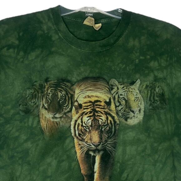 The Mountain Graphic Tee Green Stone Wash Tigers Graphic T-Shirt Size Medium - Picture 3 of 6
